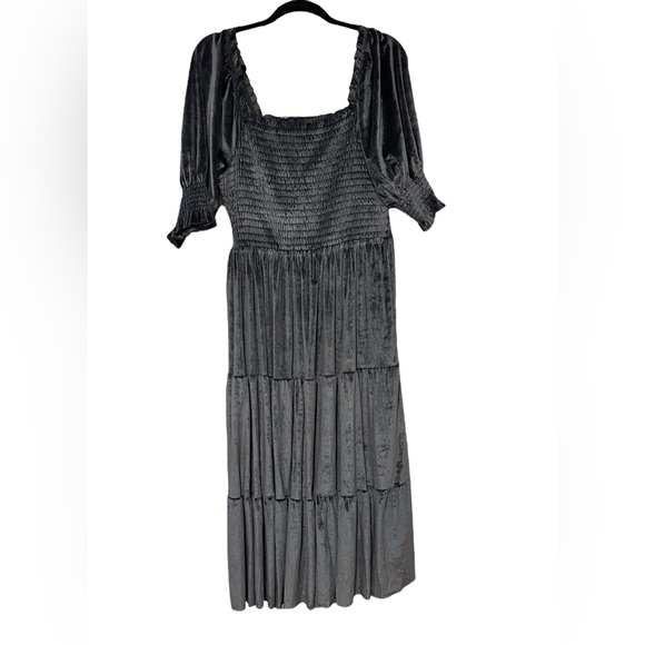 Baltic Born Women's Vivaldi Smocked Velvet Midi Dress Size XL Blue NWOT - Picture 3 of 6